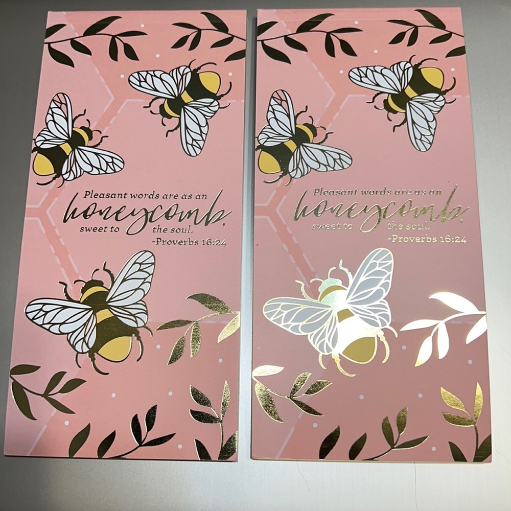 New Set 2 Decorative Bee Honeycomb Lined Notebooks with Bible Verse 52 Sheets